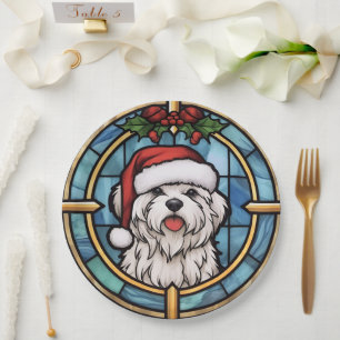 Maltees Glas in lood Kerst Papieren Bordje