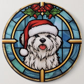 Maltees Glas in lood Kerst Ronde Button 6,0 Cm (Voorkant)