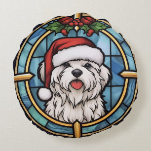 Maltees Glas-in-lood Kerstmis Rond Kussen