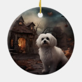 Maltees Halloween eng Keramisch Ornament (Achterkant)