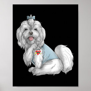 Maltees Ik hou van mama Tattoo Dog Funny Moederdag Poster