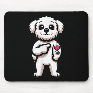 Maltees Ik hou van papa Funny Dog Tattoo _1 Muismat