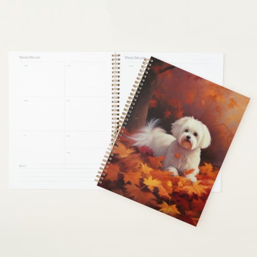 Maltees in de herfst laat Herfst inspireren Planner (Display)
