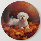 Maltees in de herfst laat Herfst inspireren Ronde Button 6,0 Cm (Voorkant)