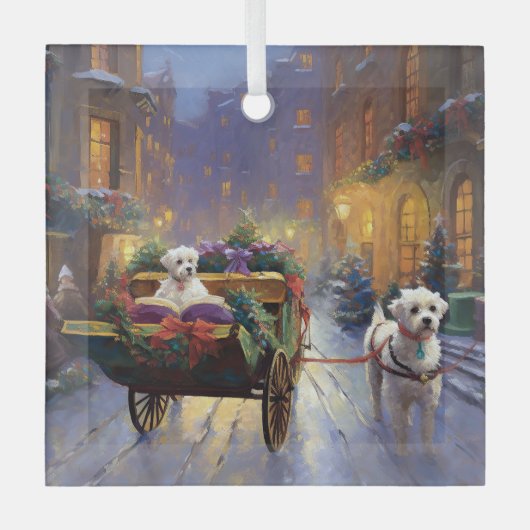 Maltees Kerstfeest Feestelijk Seizoen Glas Ornament (Voorkant)