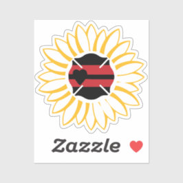 Maltees kruis met rode lijn en hart in zonnebloem sticker