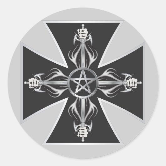 Maltees Kruis Ronde Sticker (Voorkant)