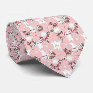 Maltees kruis roze bloemmotief stropdas