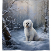 Maltees Laat het sneeuwen Kerstmis Douchegordijn (Voorkant)