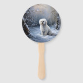 Maltees Laat het sneeuwen Kerstmis Handwaaier (Achterkant)