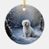 Maltees Laat het sneeuwen Kerstmis Keramisch Ornament (Voorkant)