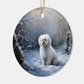 Maltees Laat het sneeuwen Kerstmis Keramisch Ornament (Links)