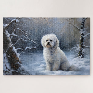 Maltees Laat het sneeuwen Kerstmis Legpuzzel