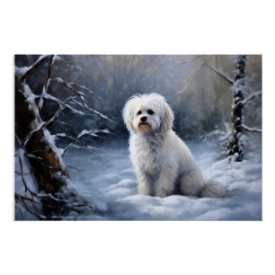Maltees Laat het sneeuwen Kerstmis Perfect Poster