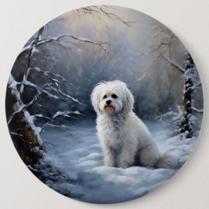 Maltees Laat het sneeuwen Kerstmis Ronde Button 6,0 Cm