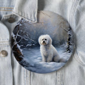 Maltees Laat het sneeuwen Kerstmis Ronde Button 6,0 Cm (In situ)