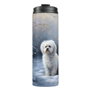 Maltees Laat het sneeuwen Kerstmis Thermosbeker