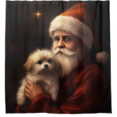 Maltees met sinterklaas feestelijke kerst douchegordijn (Voorkant)