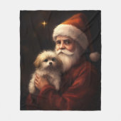 Maltees met sinterklaas feestelijke kerst fleece deken (Voorkant)
