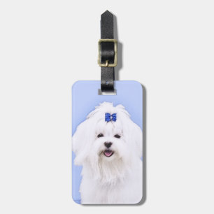 Maltees schilderen - Kute Original Dog Art Bagagelabel