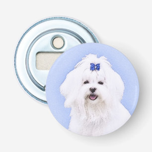 Maltees schilderen - Kute Original Dog Art Button Flesopener