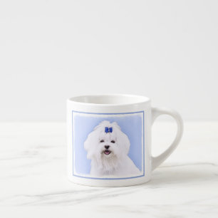 Maltees schilderen - Kute Original Dog Art Espresso Kop