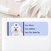 Maltees schilderen - Kute Original Dog Art Etiket (Insitu)