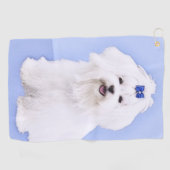 Maltees schilderen - Kute Original Dog Art Golfhanddoek (Horizontaal)