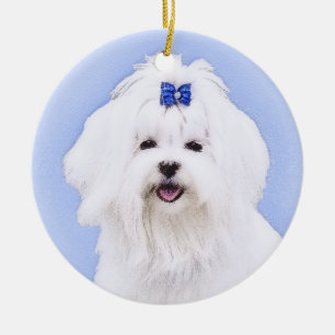 Maltees schilderen - Kute Original Dog Art Keramisch Ornament