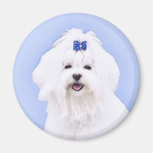 Maltees schilderen - Kute Original Dog Art Magneet