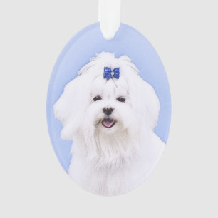 Maltees schilderen - Kute Original Dog Art Ornament