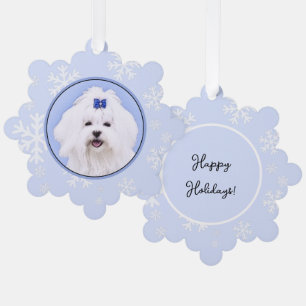 Maltees schilderen - Kute Original Dog Art Ornament Kaart