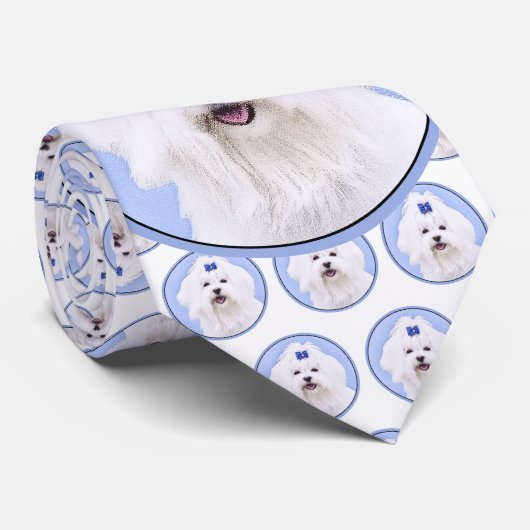 Maltees schilderen - Kute Original Dog Art Stropdas (Opgerold)