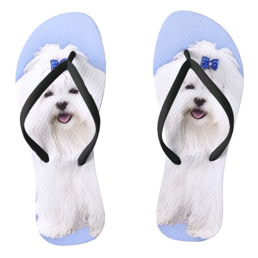 Maltees schilderen - Kute Original Dog Art Teenslippers (Voetbed)