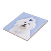 Maltees schilderen - Kute Original Dog Art Tegeltje (Zijkant)