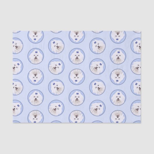 Maltees schilderij Blue Bow Schattigee originele h Tissuepapier (Voorkant)