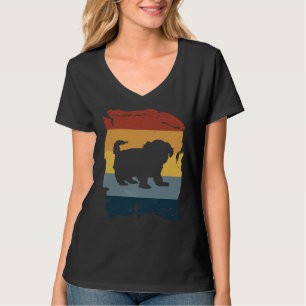Maltees Shih Tzu verontruste  retro silhouet T-shirt