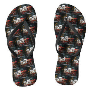 Maltees Sneeuw Slede Kerst Decoratie Teenslippers