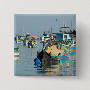 Maltees Vissen Boats Marsaxlokk op Malta Vierkante Button 5,1 Cm