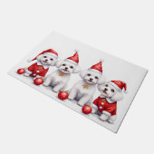 Maltese Christmas Dress Santa Hat Deurmat (Schuin)