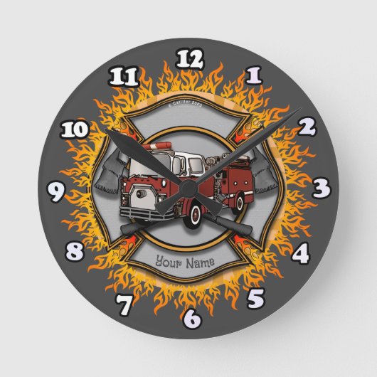 Maltese Cross Firetruck Brandweerman klok (Voorkant)