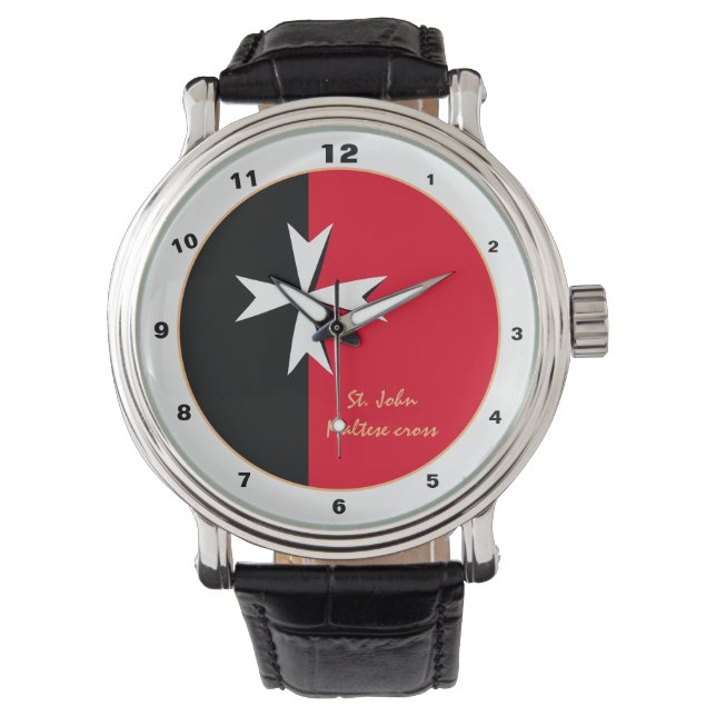 Maltese Cross & Malta Flag trendy mode / design Horloge (Voorkant)