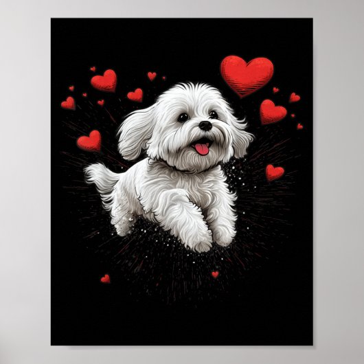 Maltese Dog Love Heart For Valentines Day Maltese  Poster (Voorkant)