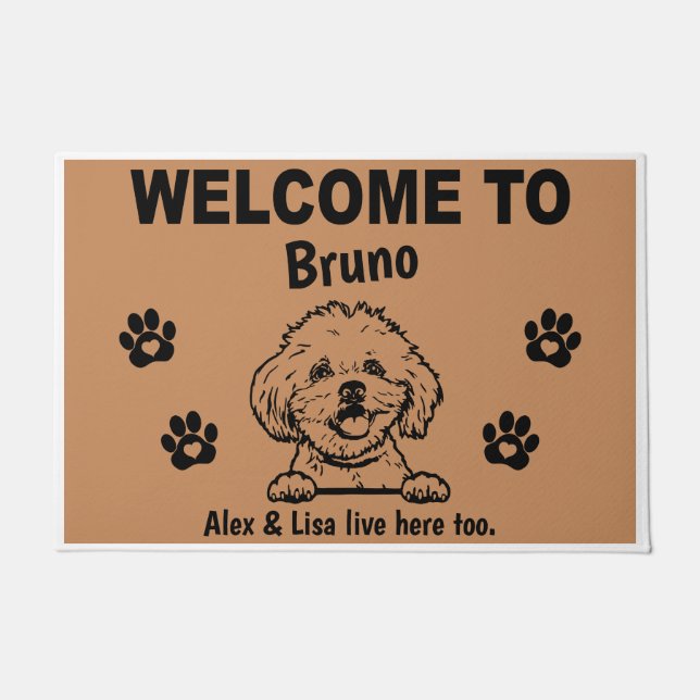 Maltese Dog Welcome Home Personalized Custom Deurmat (Voorkant)