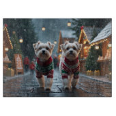 Maltese Dogs Christmas Snow Holiday Snijplank (Voorkant)