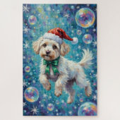Maltese Floating in Iridescent Christmas Bubbles Legpuzzel (Verticaal)