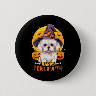 Maltese Halloween hondengehuil of een grappig huis Ronde Button 5,7 Cm