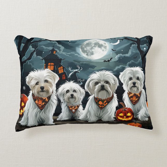 Maltese Halloween Spooky Accent Kussen (Voorkant)