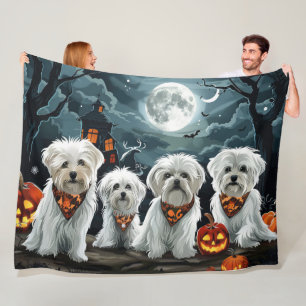 Maltese Halloween Spooky Fleece Deken