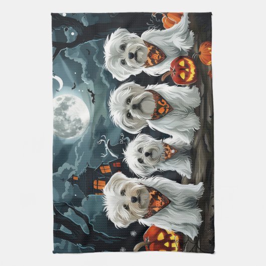Maltese Halloween Spooky Theedoek (Verticaal)